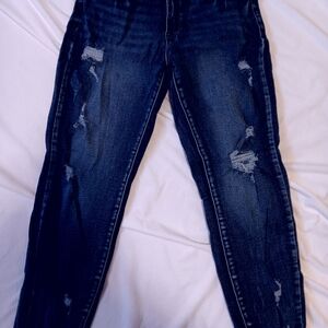 Women's Distressed Blue Jeans